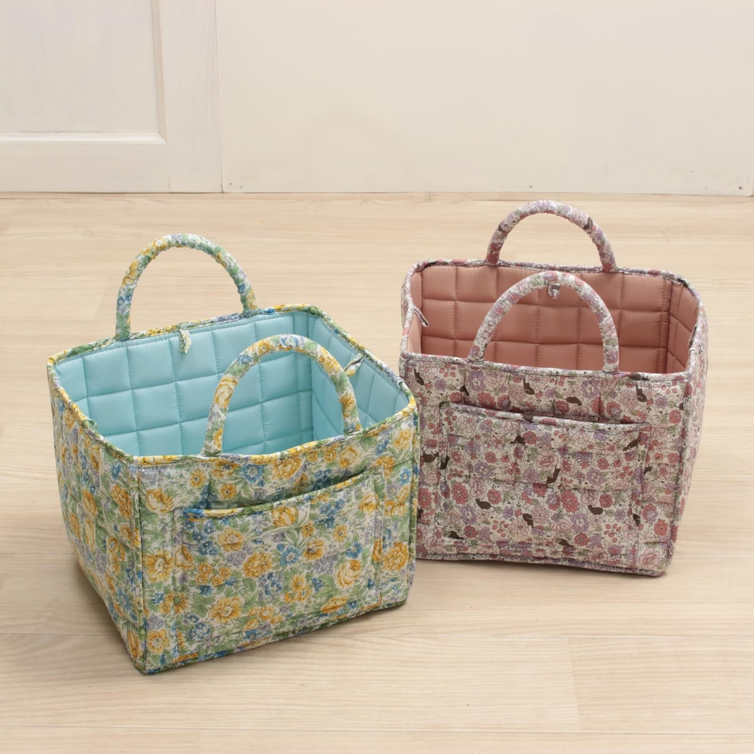 バスケットのキルト Amazon.co.jp: プリントキルト ソフトバスケット 約31×26×25cm (ブルー